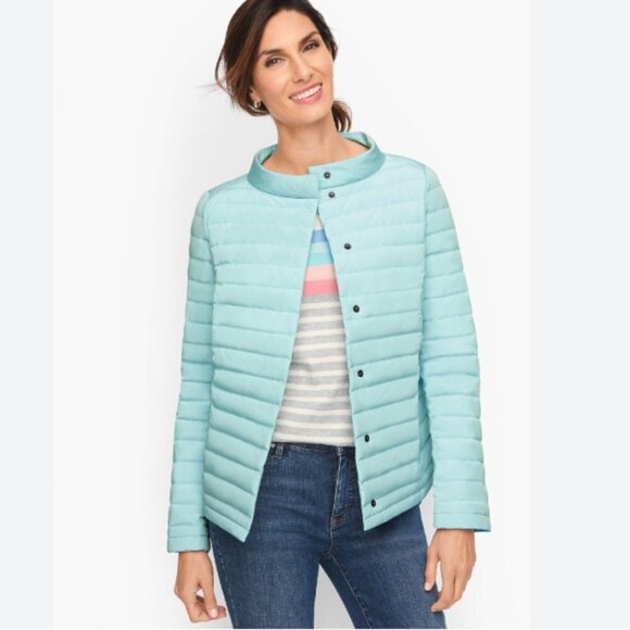 Talbots Petite Quilted Down Fill Puffer Coat Jacket Sea Green Size Petite NWT - Picture 1 of 7